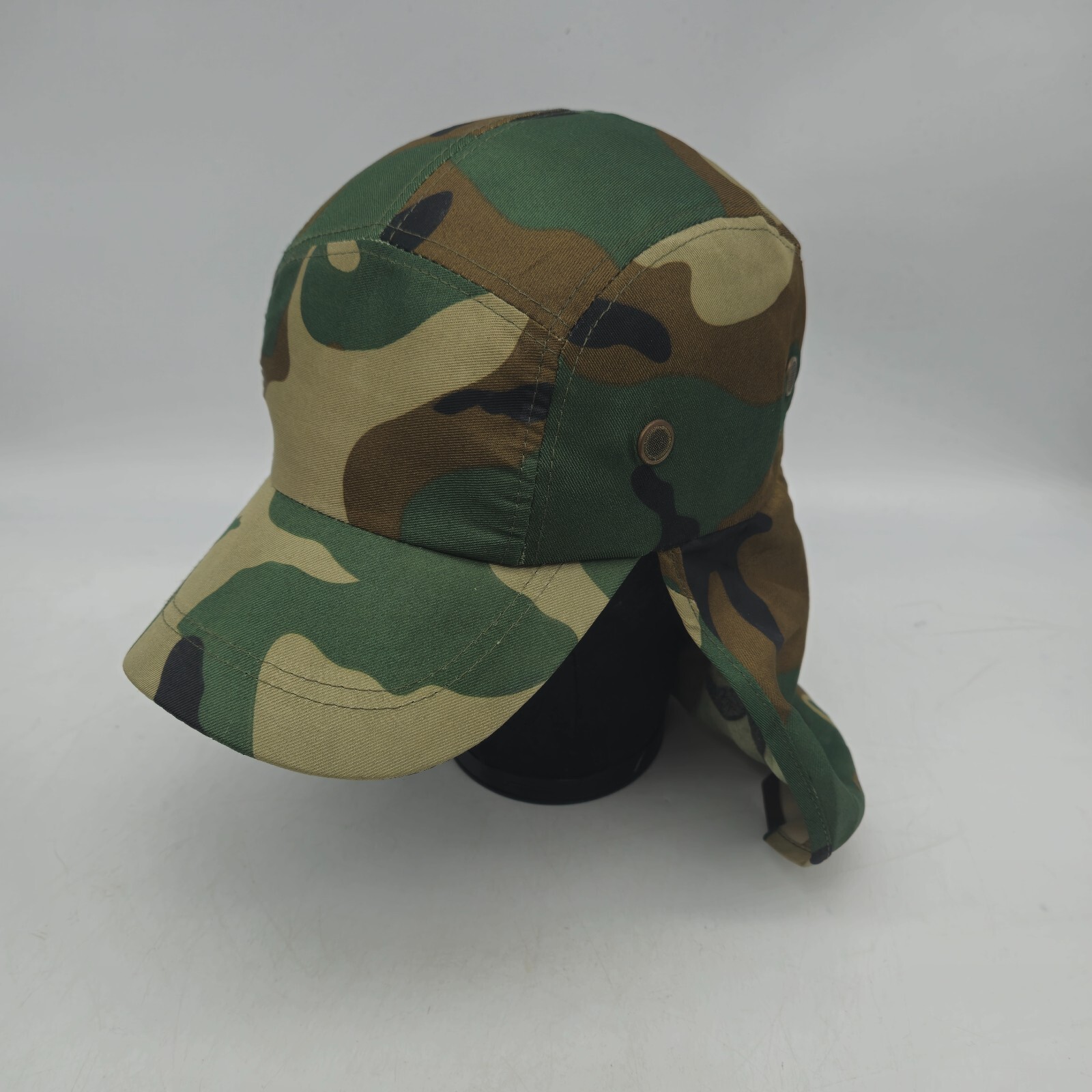 Woodland Camo 5 Panel Hat Cap Lightweight Cycling Running Jogging Neck Flap