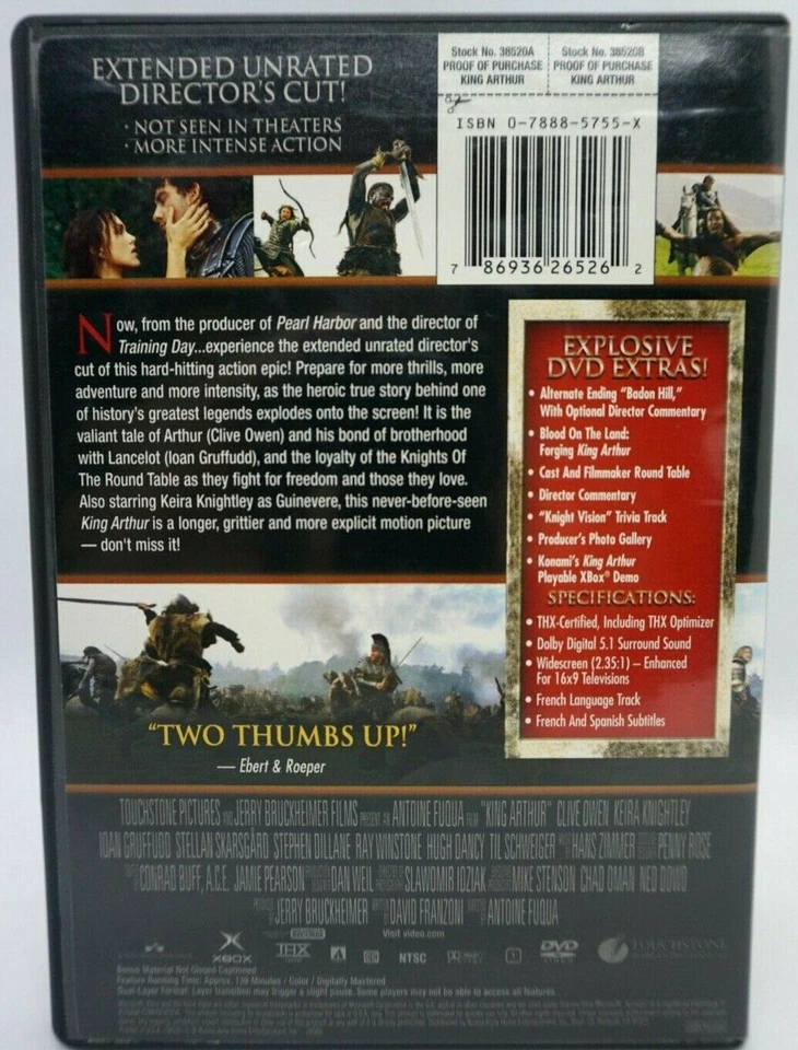 DVD : KING ARTHUR - EXTENDED UNRATED VERSION DIRECTOR'S CUT - Image 2 of 3