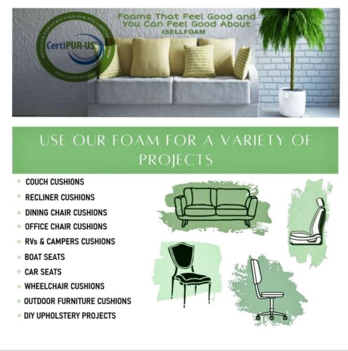 High Density Upholstery Foam (Ultra Firm) 2"x24"x80" 52ILD Seat Foam Padding - Picture 3 of 11