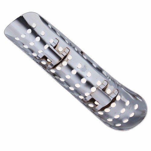 Chrome Curve Holes Exhaust Heat Shield Heel Guard Cover Cruiser Vintage Bobber - Picture 4 of 5