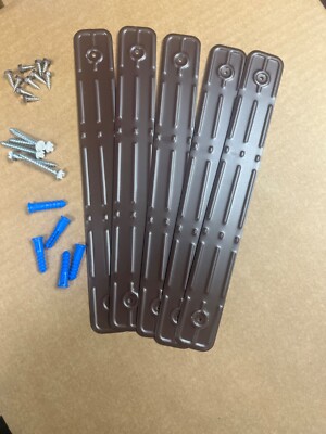 BROWN ALUMINUM STRAPS AROUND RAIN GUTTER DOWNSPOUT STRAPS 2x3 W/Screws anchors