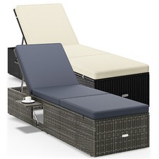 CASARIA® Sonnenliege Relaxliege Gartenliege mit Klapptisch Polyrattan Wetterfest