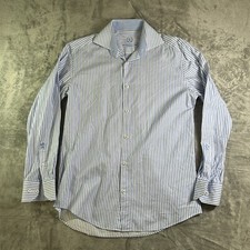 Bugatchi Uomo Shirt Mens 14.5 Blue Striped Dress Button Up Long Sleeve