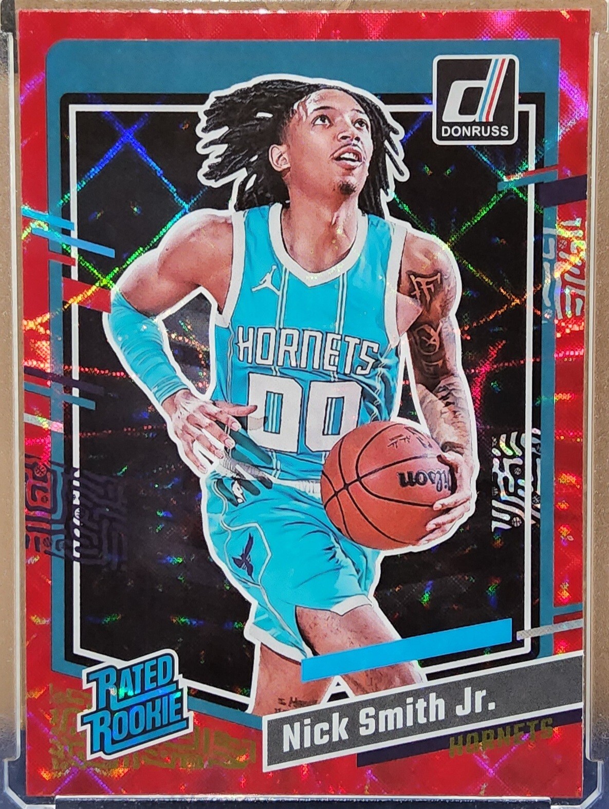 2023-24 Panini Donruss #248 Nick Smith Jr International Red Prizm Rookie Hornets