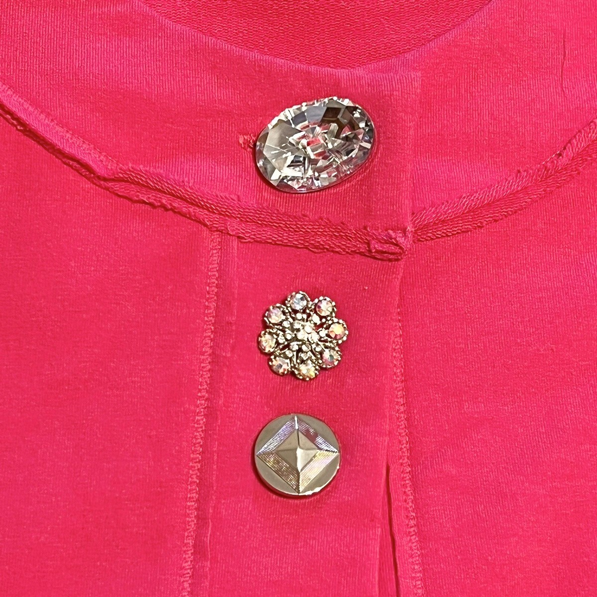 Neon Buddha Hot Pink Big Button Front Light Jacket Blazer Cotton