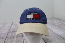 VTG St Thomas Virgin Islands US VI Souvenir Blue Beige Adjustable Strap Back Hat