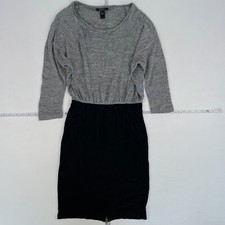 MANGO Suit Dress Medium Grey Black Long Sleeve Knee Length Jersey Stretch