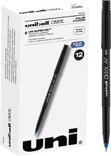 uni-ball ONYX Rollerball Pen Micro Fine Point 0.5mm Blue Gel Ink 12 Count