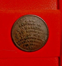 1834 W. P. Haskins S. B. Schenck Hard Times Token ATTLEBORO MASS HT362 Low 80