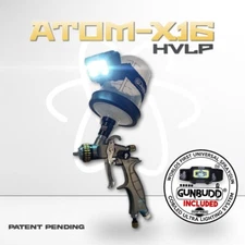 HVLP ATOM X16 Mini Gravity Feed Car Paint Spray Gun WITH FREE GUNBUDD LIGHT!