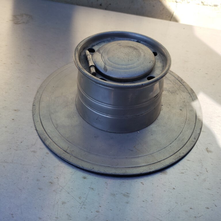 Great antique pewter ink well