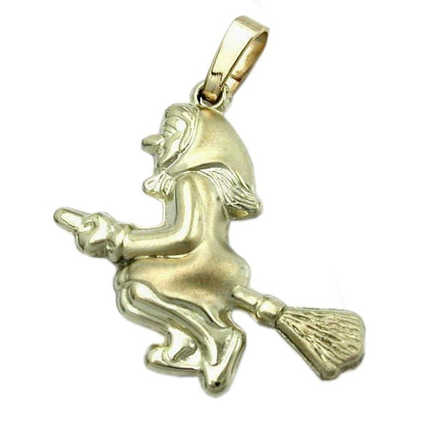 Schmuck AnhäNger KettenanhäNger Hexe 9Kt 375 Gelbgold Neu Halsschmuck Damen-image