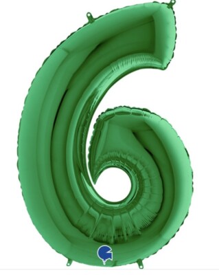 Grabo Nummer 6 grüner Luftballon. 40'' SuperShape Ballon 8053904660360
