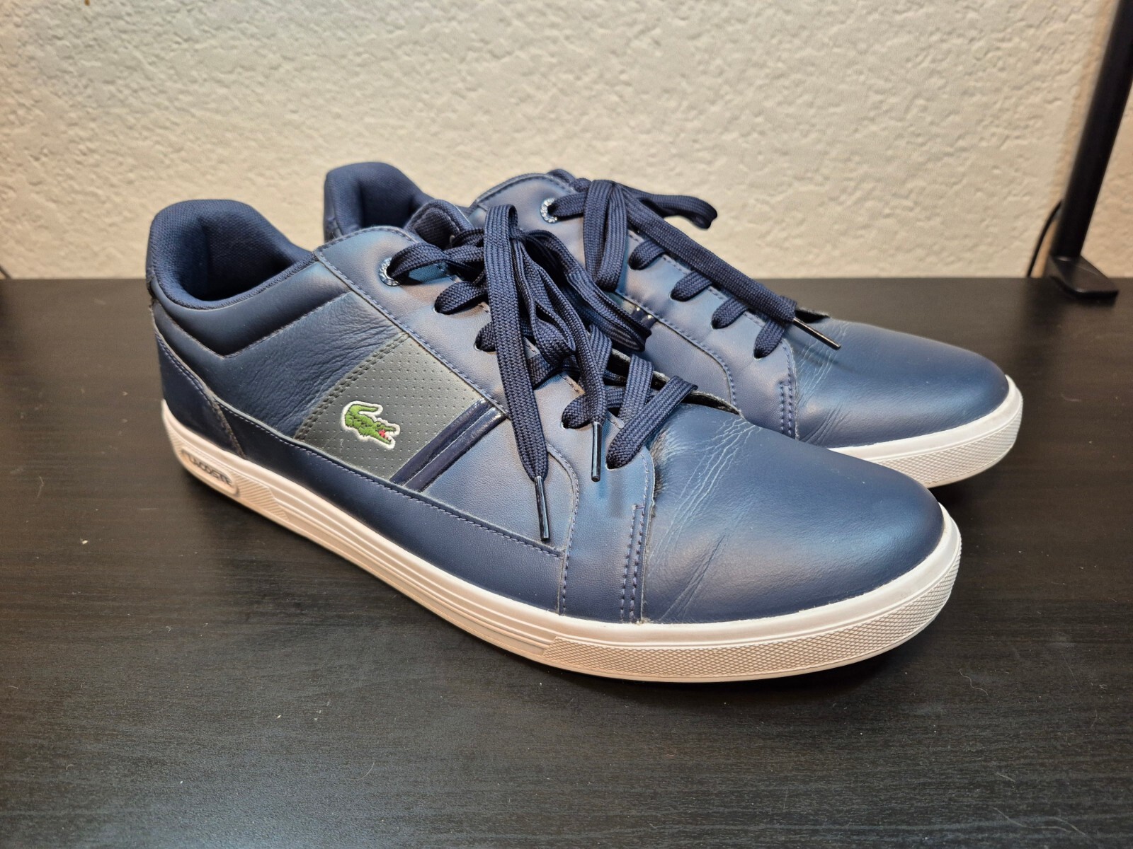 Lacoste Lerond BRZ Blue Leather Low Top Sneakers Men’s Size US 13