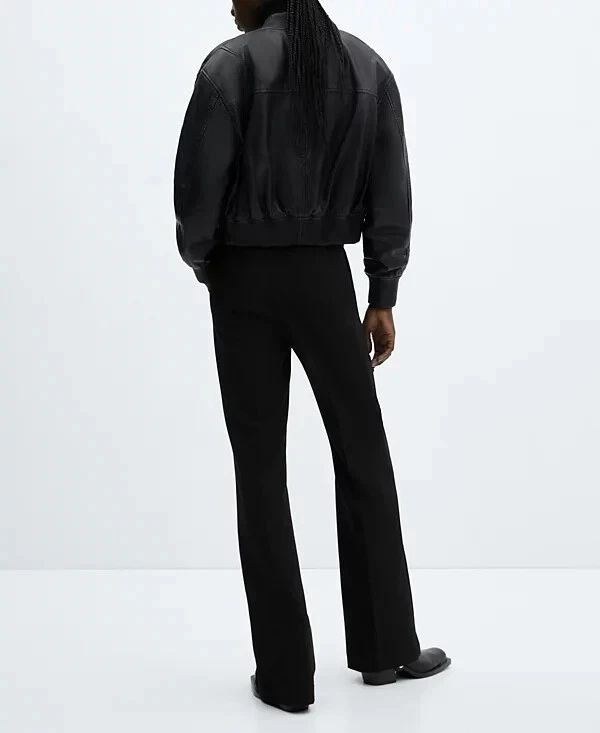 NUEVA MANGA Chaqueta Bomber de Cuero para Mujer NEGRA TALLA XS / 100% AUTÉNTICA Foto 2 de 4