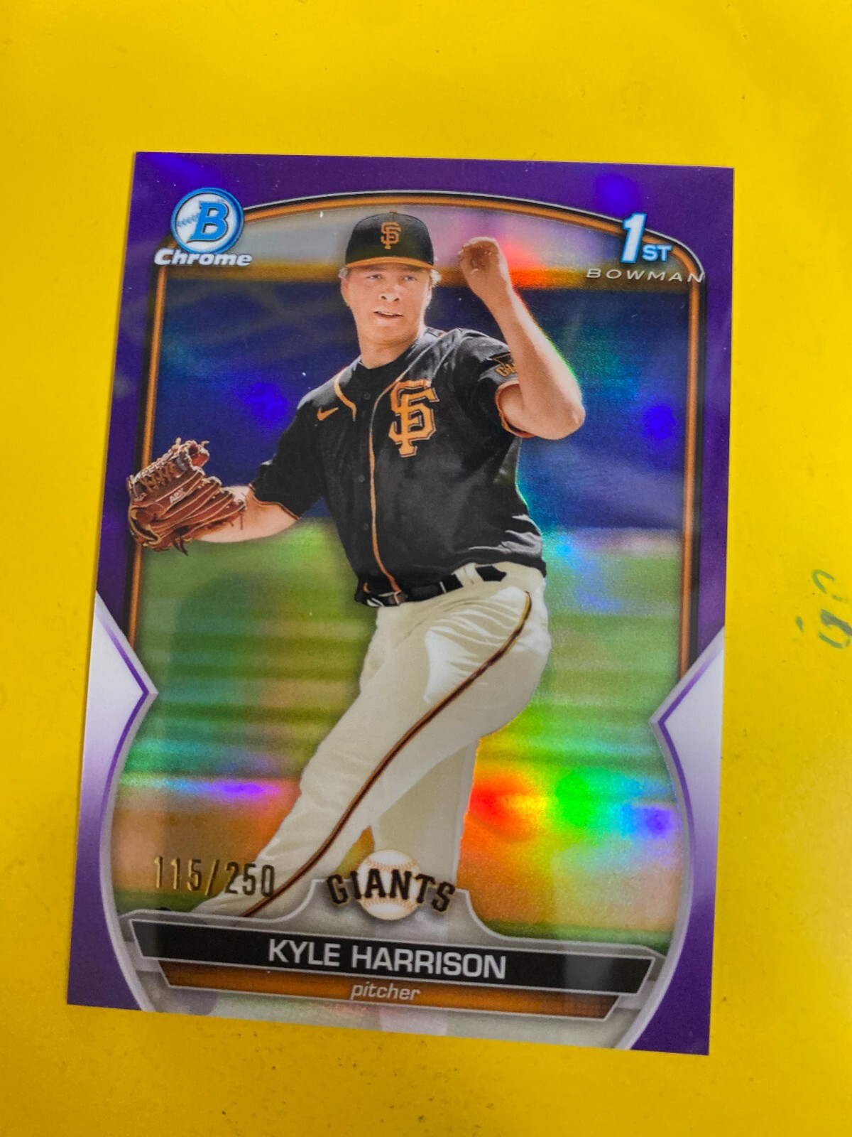 DA78040  2023 Bowman Chrome Prospects Purple Refractor #BCP93 Kyle Harrison /250