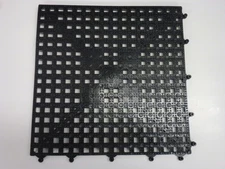 (2) INTERLOCKING VINYL DRAINAGE DECK MATS, BLACK, 12" X 12", NEW!