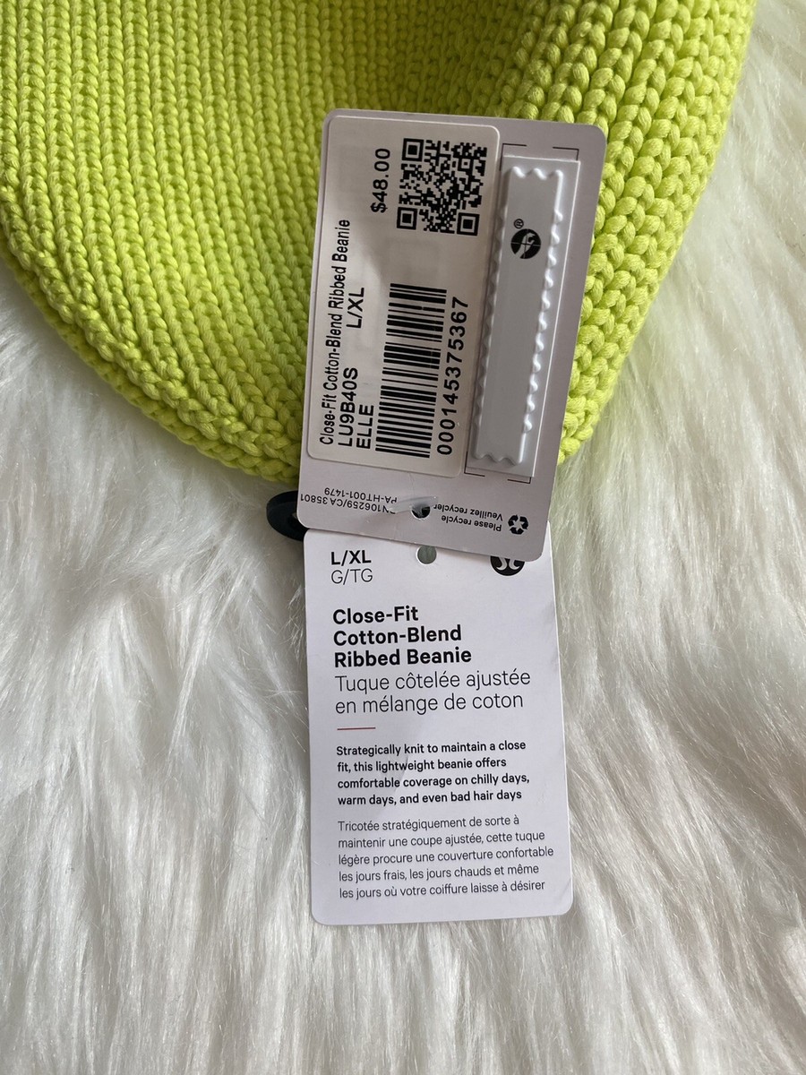 NWT Lululemon Close-Fit cotton-Blend Ribbed Knit Beanie ELLE yellow Size L/XL Lululemon Close-Fit Cotton-Blend Ribbed Beanie ELLE LU9B40S  main image 3
