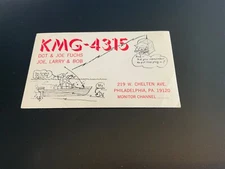 Philadelphia, PA. ~ QSL Radio Card - KMG-4315 Dot & Joe Fuchs - Fishing Comic