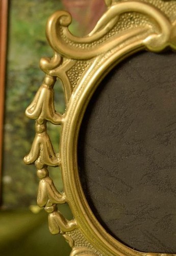Superba immagine/cornice fotografica antica francese ottone pesante, stemmi conchiglia - Foto 6 di 12