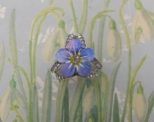 FORGET-ME-NOT SCARF RING Blue Wedding Scarf Ring Friendship Gift HAND PAINTED