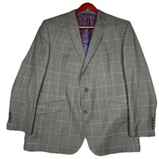 Ted Baker London Endurance Blazer Jacket Men's 46R Wool Gray Blue Windowpane