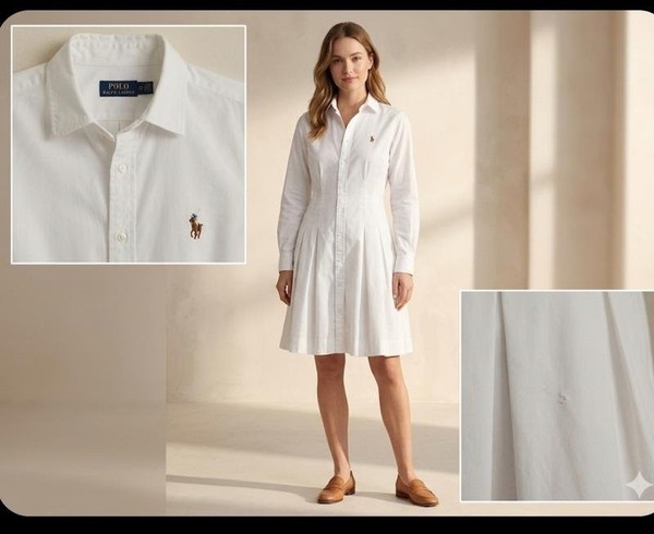 Women Polo Ralph Lauren Dress White Cotton L