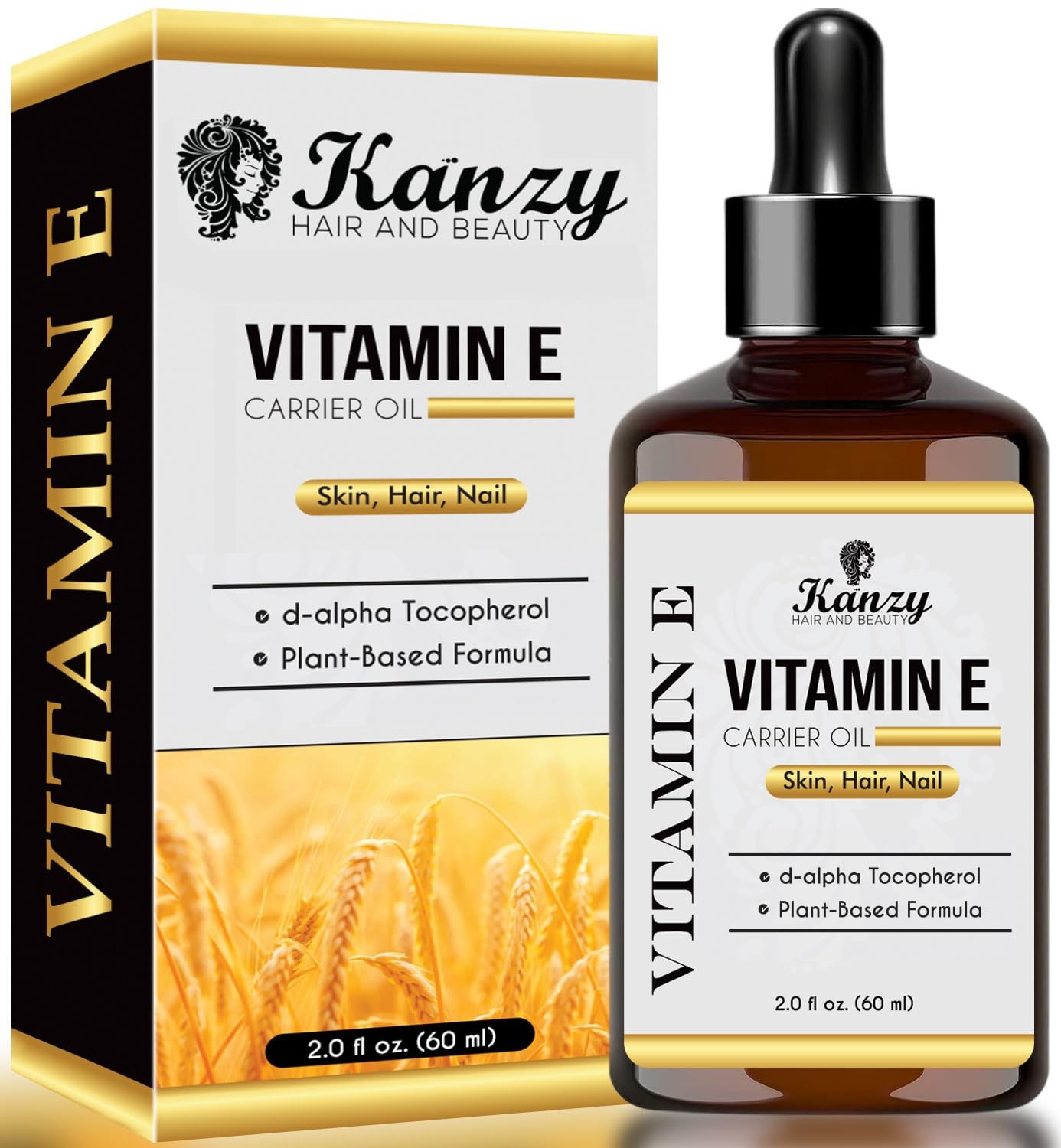 Kanzy Hair And Beauty Kanzy Vitamin E Oil For Face Skin 100 Naturally Sourced Plantbased Organic Pure Vitamin E Oil For Hair Dalphatocopherol Body Oil For Women Men - Image 3