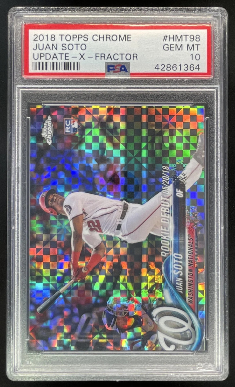 2018 Topps Chrome Update X Fractor #HMT98 Juan Soto RC /99 PSA 10