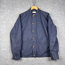 Taylor Stitch Jacket Mens 40 Blue Dry Wax Canvas Chore Coat Bomber Made In USA
