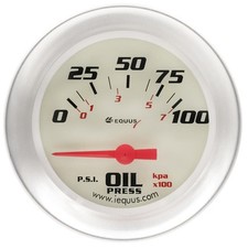 Equus Oil Pressure Gauge 8464 8000 Series 0-100 Psi 2-58 In. Electric White