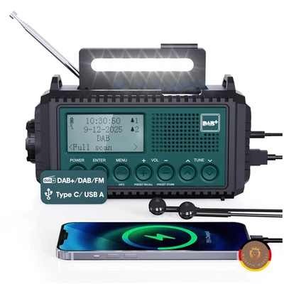 MESQOOL Kurbelradio DAB+/DAB/UKW mit 5000mAh Akku Wiederaufladbare, Notfallradio mit