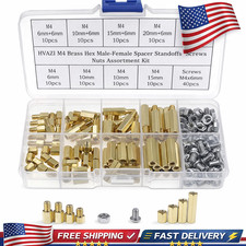 M4 Brass Hex Spacer Standoffs Screws Nuts Assortment Kit;Male-Female