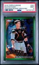 2010 Topps Chrome Buster Posey Green Refractor #d 595/599 Rookie Card PSA 9 MINT