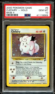 PSA 10 GEM MINT Clefairy 6/130 HOLO RARE Base Set 2 Pokemon Card
