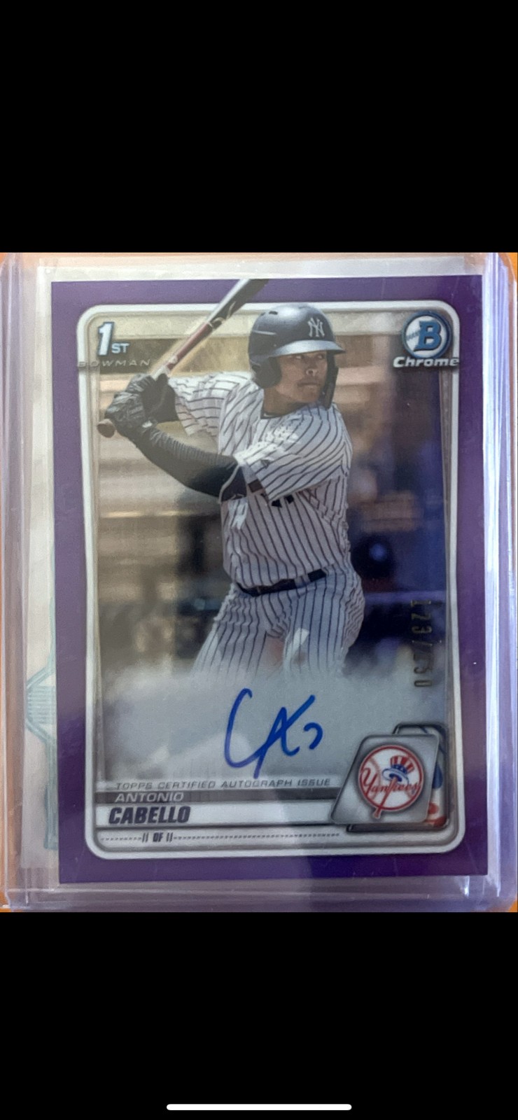 2020 Bowman Chrome - Prospect Autographs Antonio Cabello #CPA-AC Purple 123/250