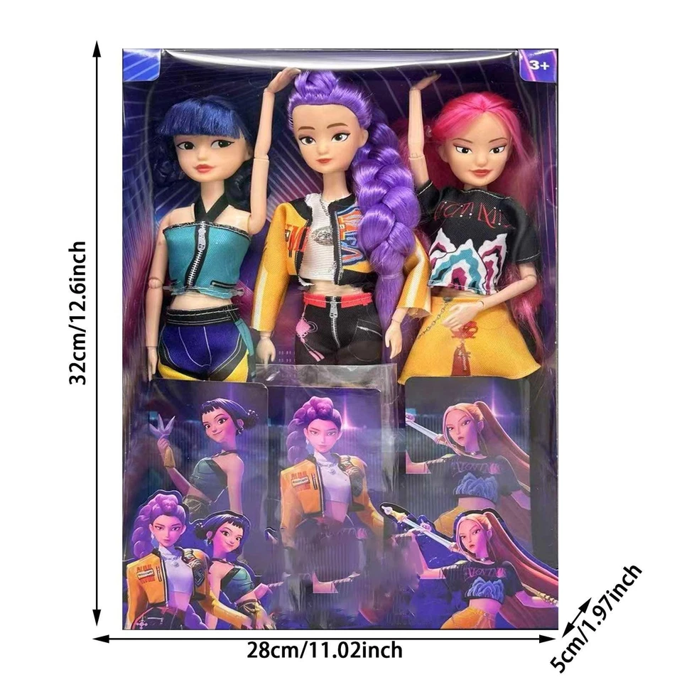 3Pack Cosplay K-pop Demon Hunters Dolls Joint Moveable Collectible Figure Toy - Image 3 of 4