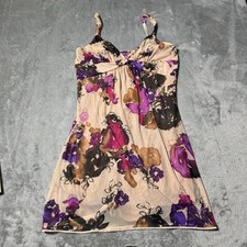 VTG Y2K On Gossamer Floral Lined Slip Dress Womens Size M Babydoll Whimsy Rave