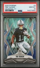 Tre Tucker 2025 Phoenix Celestial 1/1 PSA 10 Gem Mint #9 Las Vegas Raiders SSP