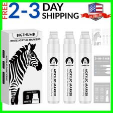 Thick White Jumbo Poster Markers: 3 Pcs 15mm Wide Tip Large Acrylic Paint Pen...