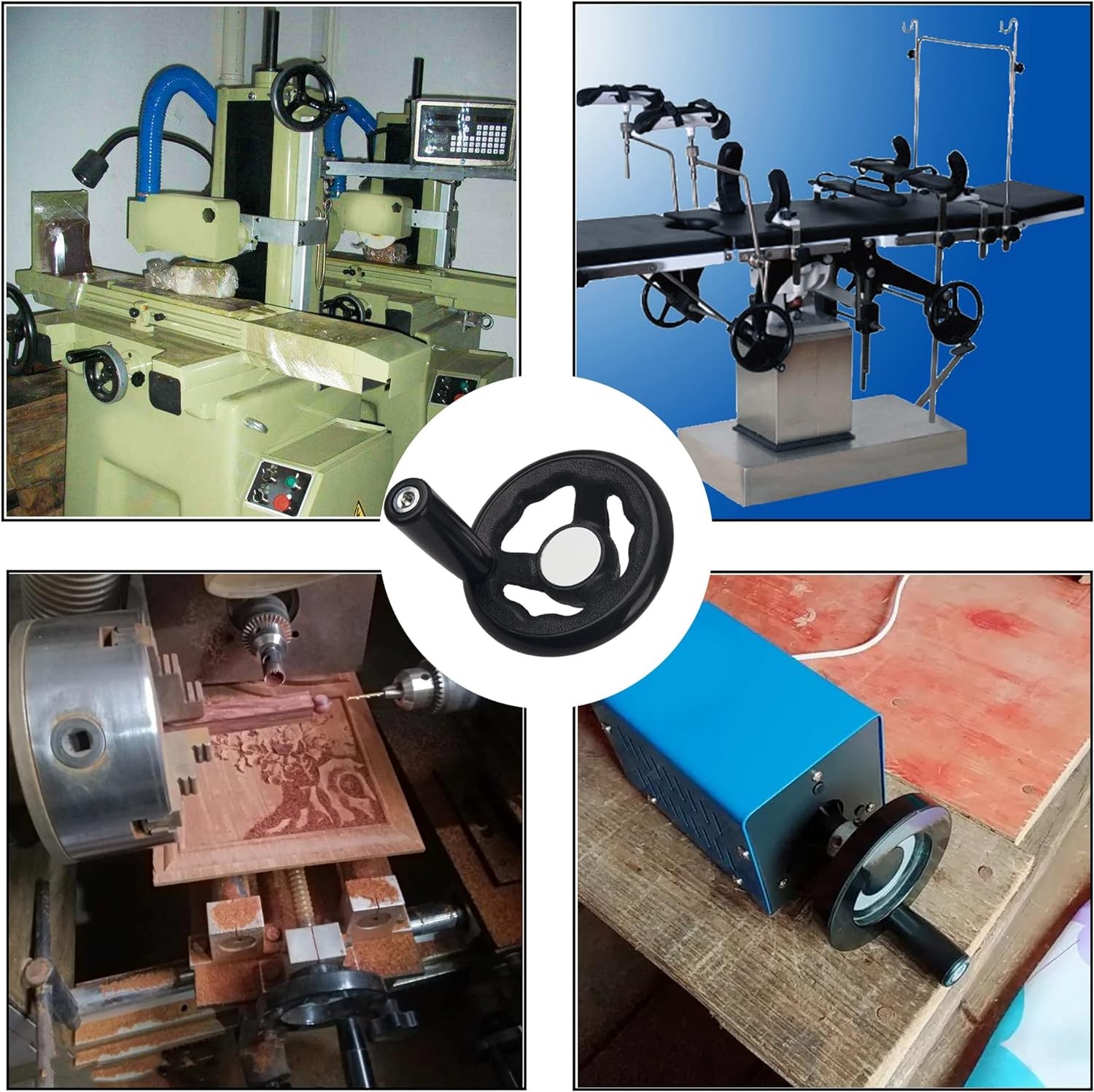 0.47x4inch Diameter Round Hand Wheel W Revolving Knob Handle for Mill Black 