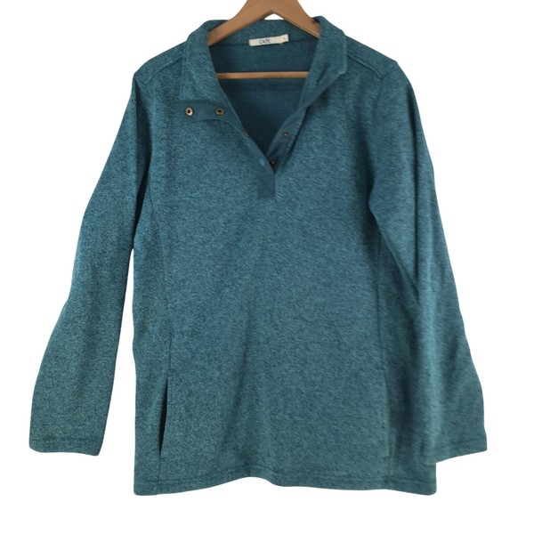 CAPE Sweatshirt Womens Size XL Blue Fleece Collared Henley Pullover 130148
