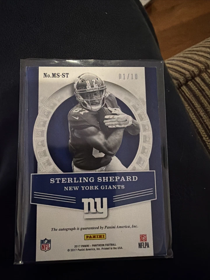 Panini Pantheon Milestone Scripts Bronze 2017/10 Sterling Shepard #MS-ST automático Foto 2 de 2