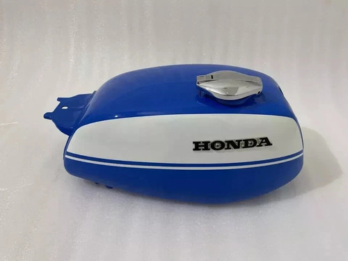 Réservoir essence Honda SL350 acier peint bleu et blanc modèle 1970-1971 + bouchon - Photo 1 sur 5