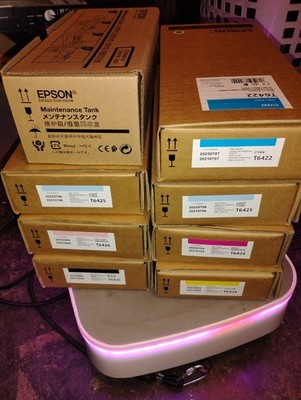 7 new Epson print cartridges and 1 maintenanc5961-T5964-T5969 PRO 7890 7900 9900