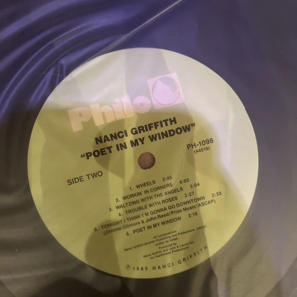 NANCI GRIFFITH "Poet In My Window" LP 1985  Philo ‎– PH-1098 - Image 4 of 4