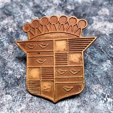 Vintage Cadillac Small Brass Crowned Crestduck Emblem Wthreaded Post No Colors