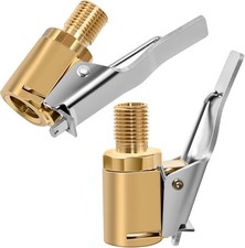 2-Pack Brass Tire Air Chuck, Locking Quick Connect Inflator Hose Adapter, No Lea