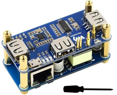 Power Over Ethernet (PoE) Ethernet/USB HUB HAT for Raspberry Pi Zero/Zero W/Z...
