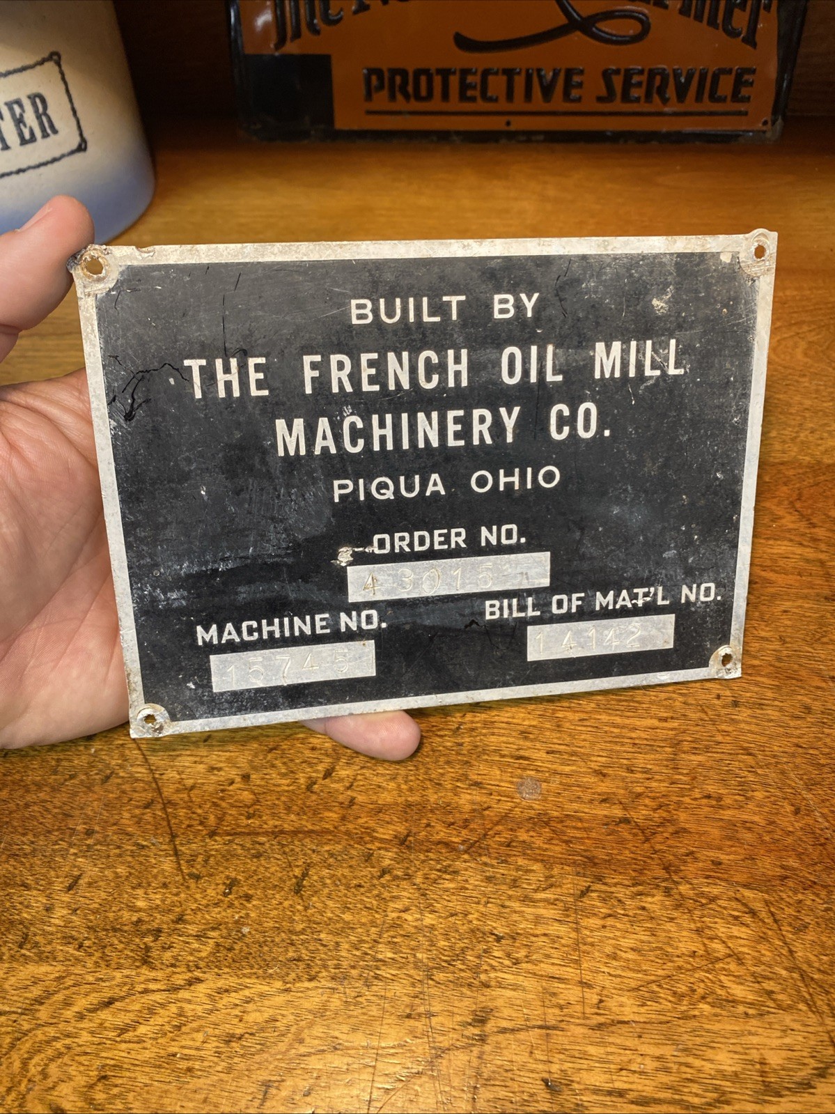The French Oil Mill Machinery Piqua Ohio Tag Emblem